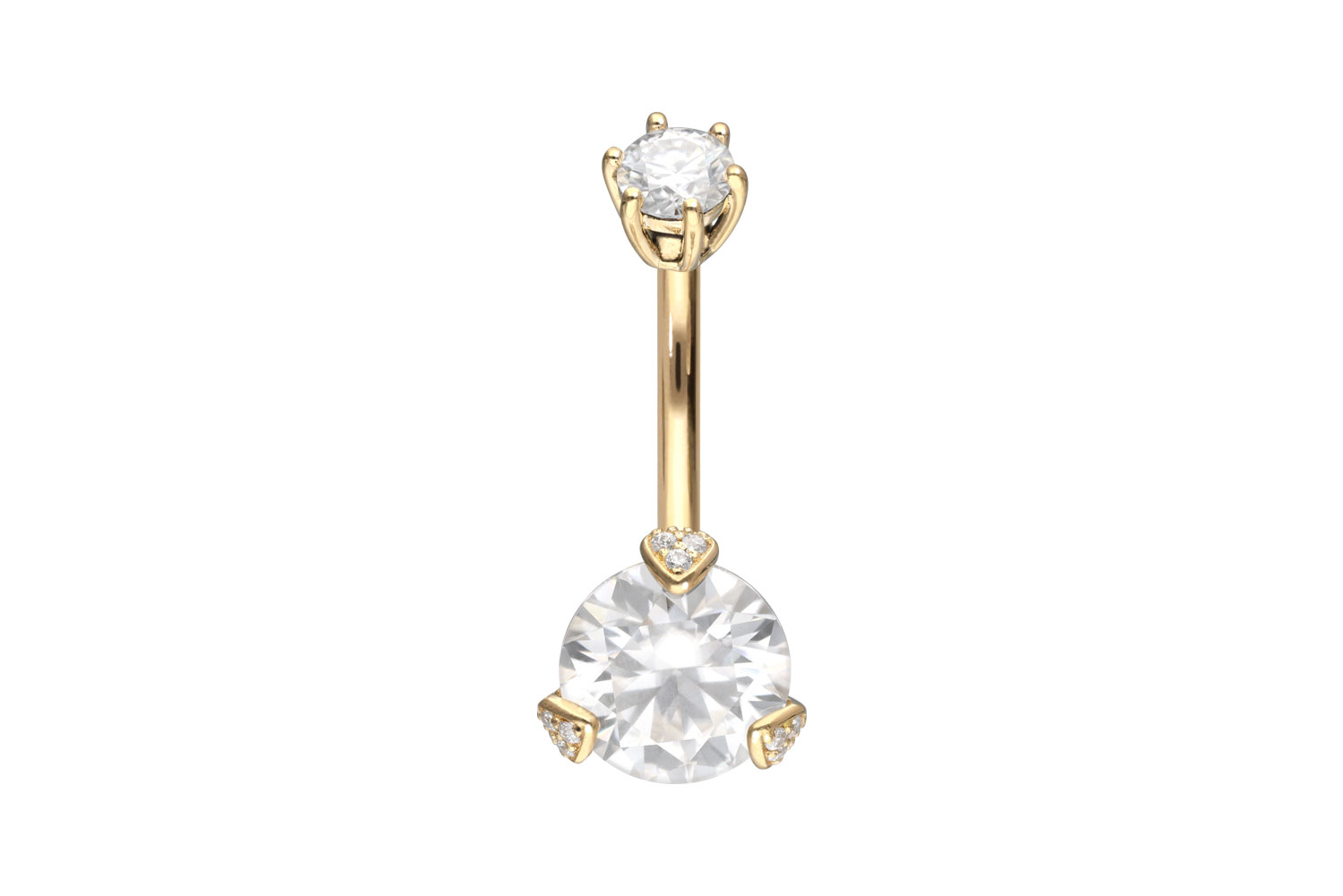 18 Karat Gold Bananabell Piercing 2 EINGEFASSTE MOISSANITE